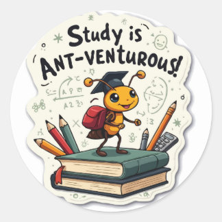 Ant 'Ant-venturous' Pun Die-Cut Motivational Classic Round Sticker