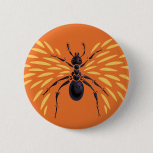 Ant Art Insect Lover Fiery Orange Entomology 6 Cm Round Badge
