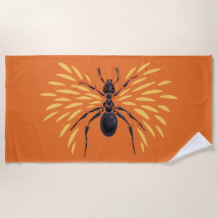 Ant Art Insect Lover Fiery Orange Entomology Beach Towel