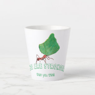 Ant carrying a big leaf latte mug