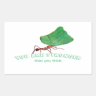 Ant carrying a big leaf rectangular sticker