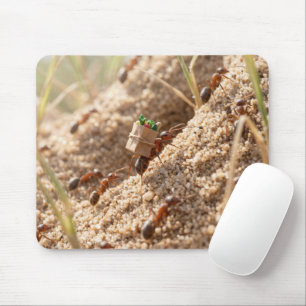 Ant Carrying a Grocery Bag Uphill Mouse Mat