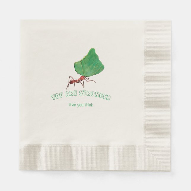 Ant carrying big leaf  - You are strong  Napkin (Front)