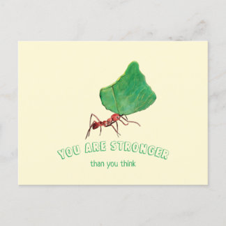 Ant carrying big leaf - You are Strong Postcard