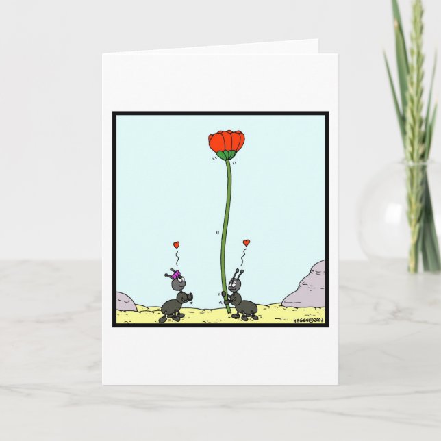 Ant in love: Ant cartoon Holiday Card (Front)