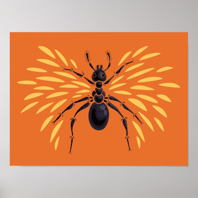 Ant Lover Insect Art Orange Entomology Poster (Front)