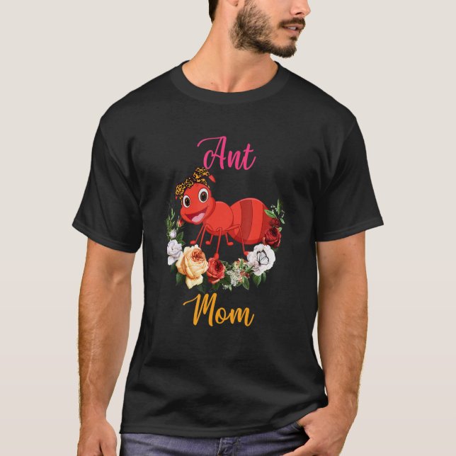 Ant Mom Floral Ant Bow Tie Lover Mother's Day T-Shirt (Front)
