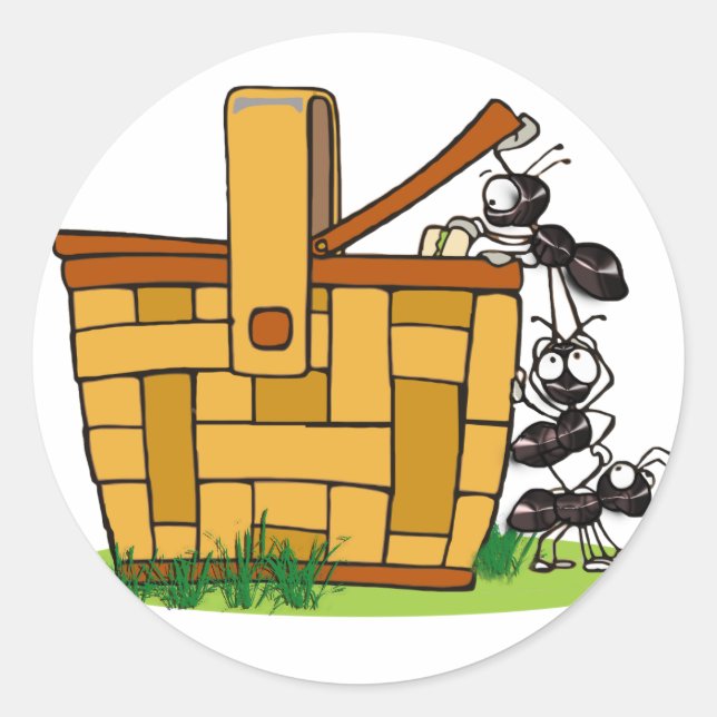 Ant Picnic Basket Classic Round Sticker (Front)