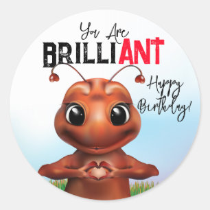 Ant Sign Language Birthday Classic Round Sticker