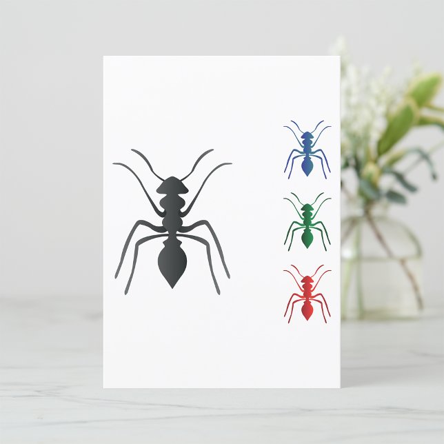 Ant Silhouettes Insects Black Blue Green and Red  Invitation (Creator Uploaded)