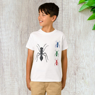 Ant Silhouettes Insects Black Blue Green and Red  T-Shirt