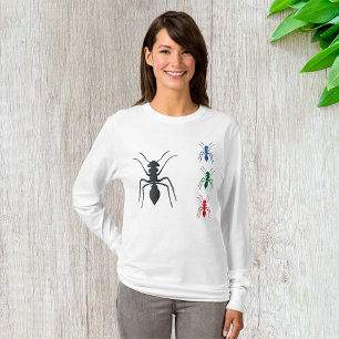 Ant Silhouettes Insects Black Blue Green and Red  T-Shirt