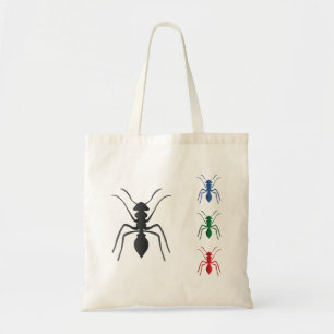 Ant Silhouettes Insects Black Blue Green and Red Tote Bag