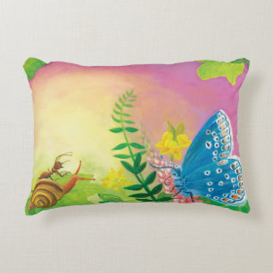 Ant, snail and Chapman's blue butterfly Decorative Cushion