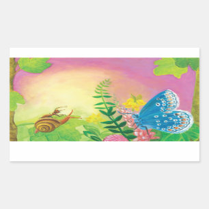 Ant, snail and Chapman's blue butterfly Rectangular Sticker