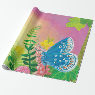Ant, snail and Chapman's blue butterfly Wrapping Paper
