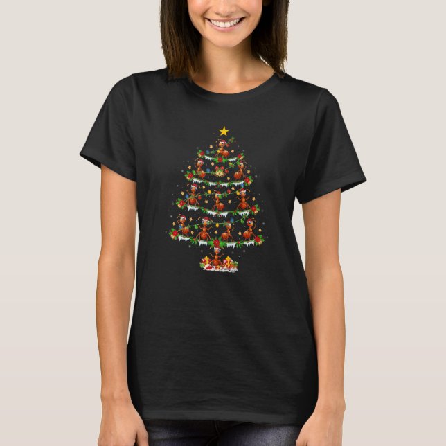 Ant  Xmas Lights Ant Christmas Tree T-Shirt (Front)