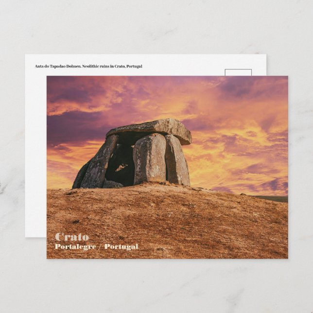 Anta do Tapadao Dolmen. Neolithic ruins in Crato  Postcard (Front/Back)