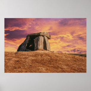Anta do Tapadao Dolmen. Neolithic ruins in Crato Poster