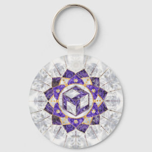 Antahkarana in Lotus Mandala- Amethyst and Pearl Key Ring