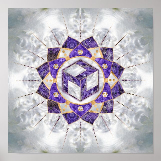 Antahkarana in Lotus Mandala- Amethyst and Pearl Poster (Front)