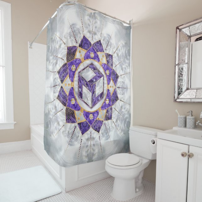 Antahkarana in Lotus Mandala- Amethyst and Pearl Shower Curtain (In Situ)