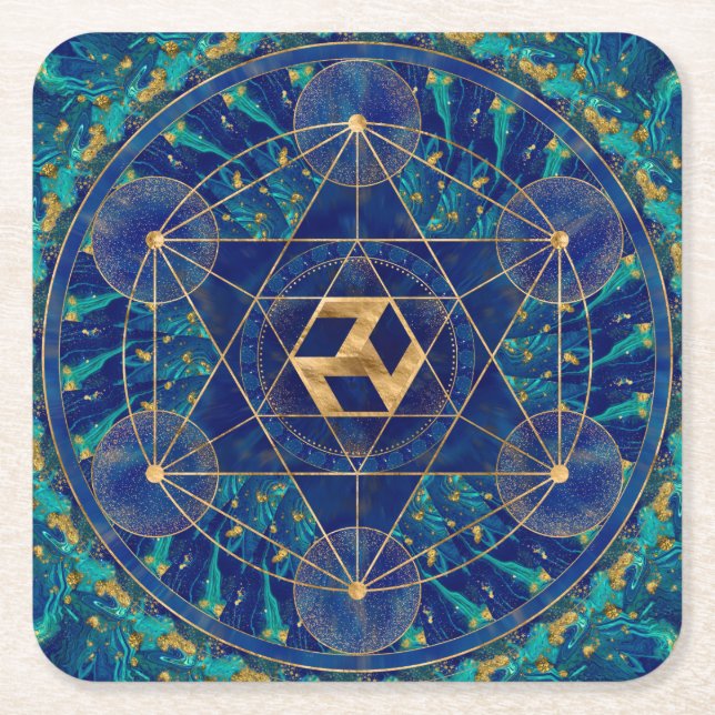 Antahkarana in Sacred Geometry Ornament Square Paper Coaster (Front)