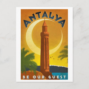 Antalya summer, Turkey, Mediterranean sea, vintage Postcard