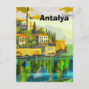 Antalya Travel Postcard Art, Antalya Turkey Postca