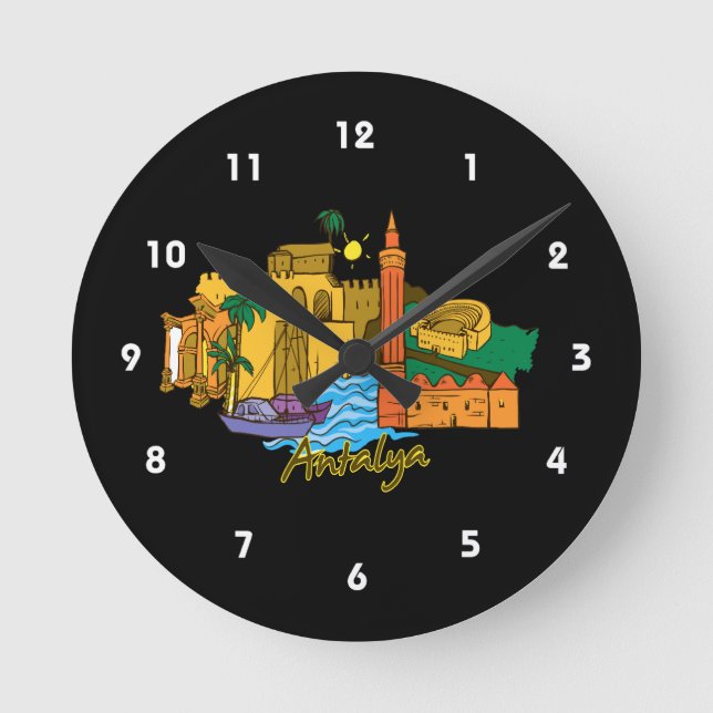 antalya travel vacation image.png round clock (Front)