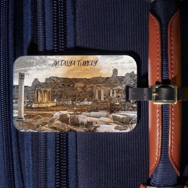 Antalya Turkey Ancient Travel Luggage Tag (Front Insitu 4)