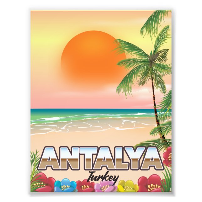 Antalya Turkey beach travel poster (Front)