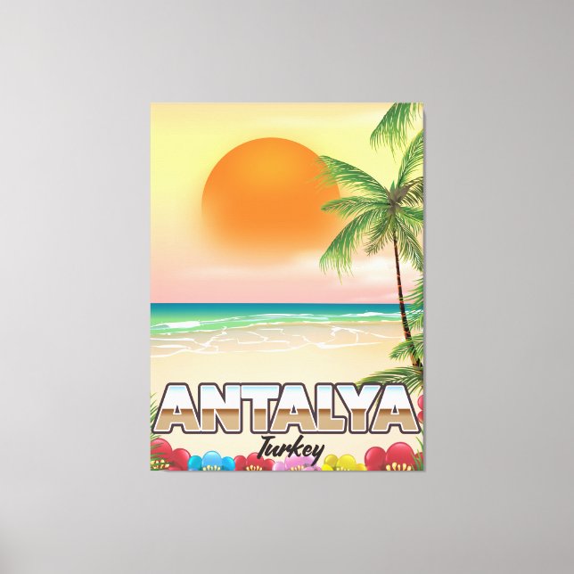 Antalya Turkey beach travel poster Canvas Print (Front)