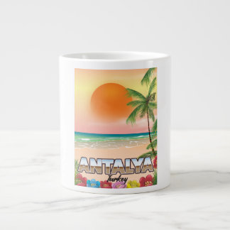 Antalya Turkey beach travel poster Large Coffee Mug
