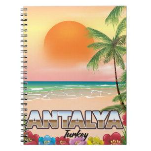 Antalya Turkey beach travel poster Notebook