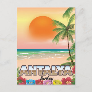 Antalya Turkey beach travel poster Postcard