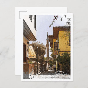 Antalya Turkey Beautiful Color Pencil City Postcard