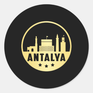 Antalya Turkey City Skyline Cityscape Funny Gift Classic Round Sticker