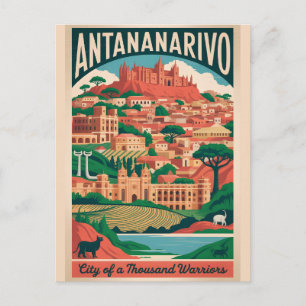 Antananarivo Madagascar Retro Travel Poster Holiday Postcard