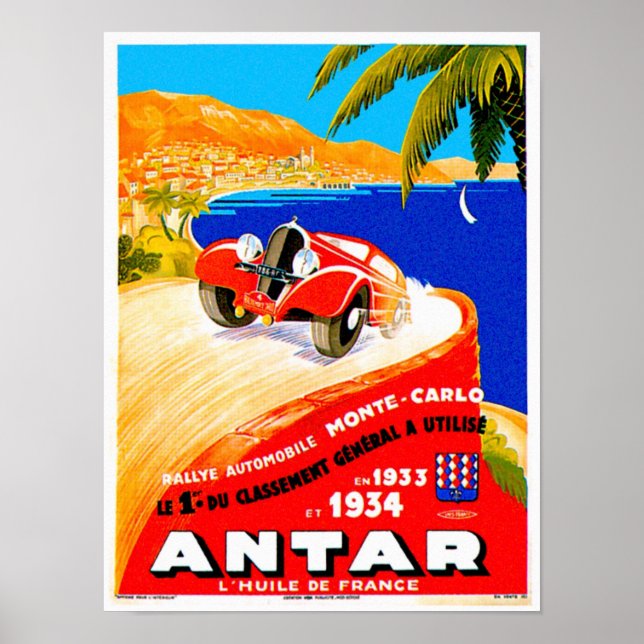 Antar Gas ~ Vintage Auto Road Race Ad Poster (Front)