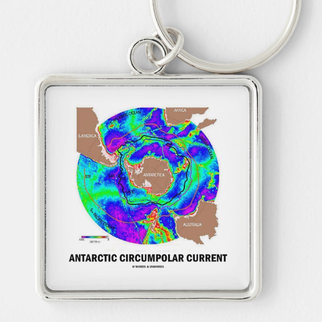 Antarctic Circumpolar Current (Ocean Current Map) Key Ring (Front)