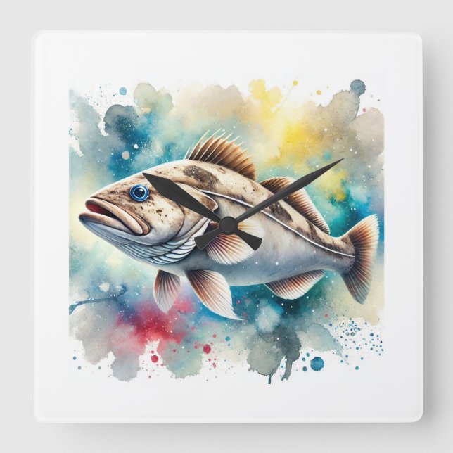 Antarctic Cod 130724AREF112 - Watercolor Square Wall Clock (Front)