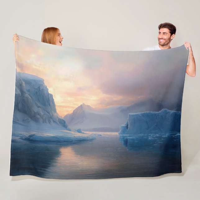 Antarctic Dawn: Iceberg & Still Waters  Fleece Blanket (In Situ)