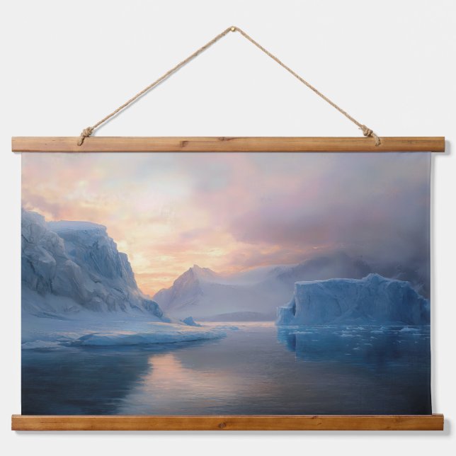 Antarctic Dawn: Iceberg & Still Waters Hanging Tapestry (Front)
