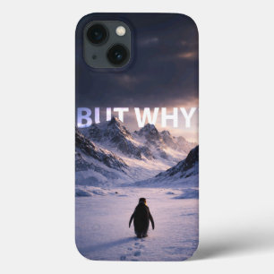Antarctic Solitude: Penguin "But Why?" Quest Art iPhone 13 Case