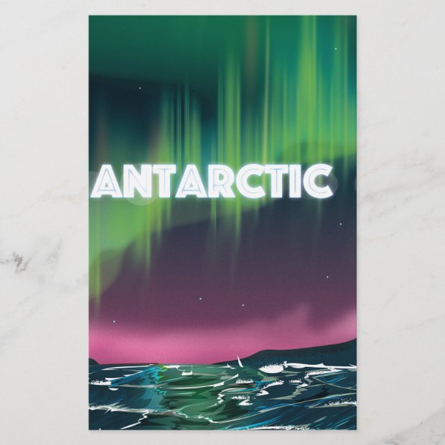 Antarctic Travel Poster Stationery (Front)
