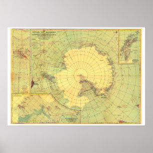 " Antarctica: 1932 South Pole Regions map ... Poster