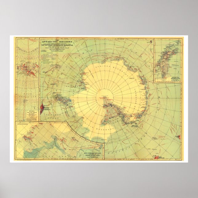 " Antarctica: 1932 South Pole Regions map ... Poster (Front)