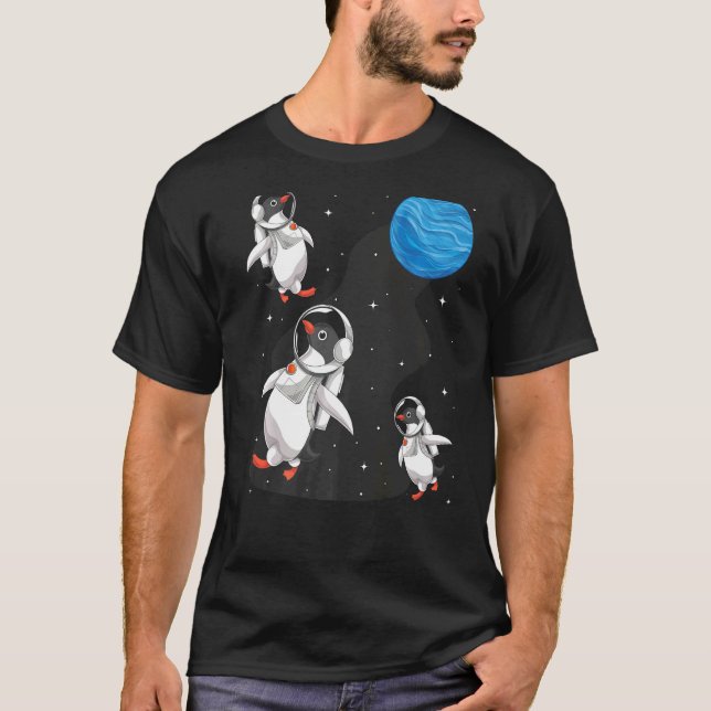 Antarctica Animal Space Travel Astronomy Penguin A T-Shirt (Front)