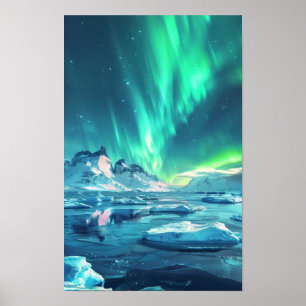 Antarctica Aurora Borealis Panoramic Poster